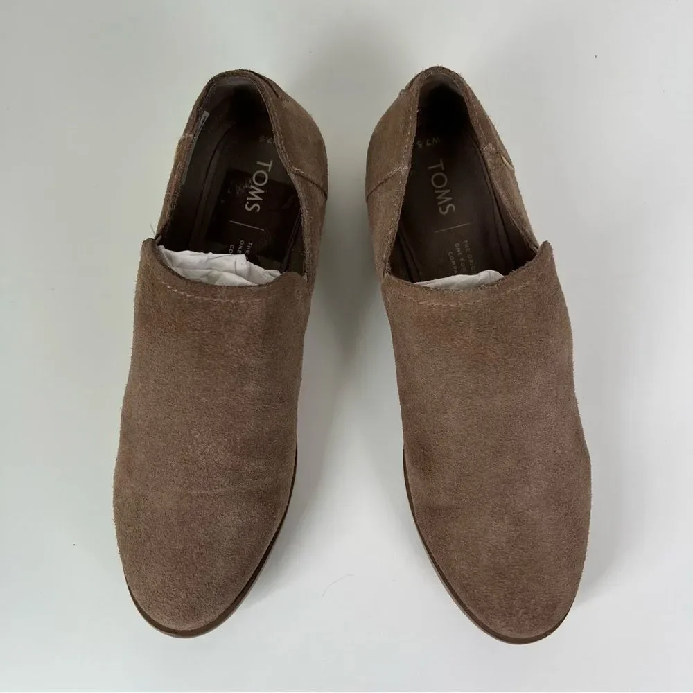 TOMS‎ Suede Loafers Womens 7.5 Brown Slip On Flats Comfort Casual Minimalist
